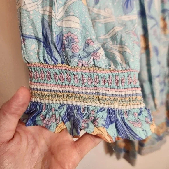 Umgee Dolman Sleeve Bohemian Floral Boho Tassels Dress Festival Large - Picture 6 of 9